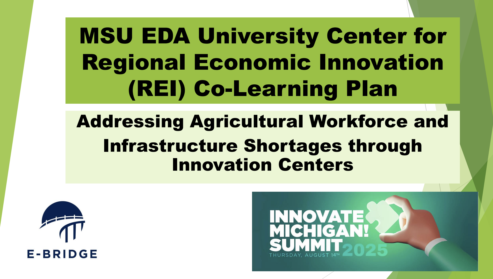 Report for 2025: Addressing Agricultural Workforce and Infrastructure Shortages through Innovation Centers